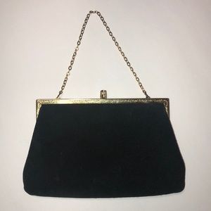 Black Suede 1950s Vintage Purse